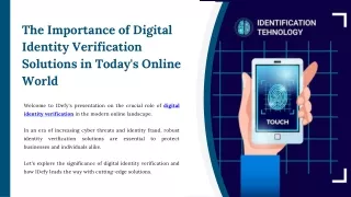 The Importance of Digital Identity Verification Solutions in Today's Online World