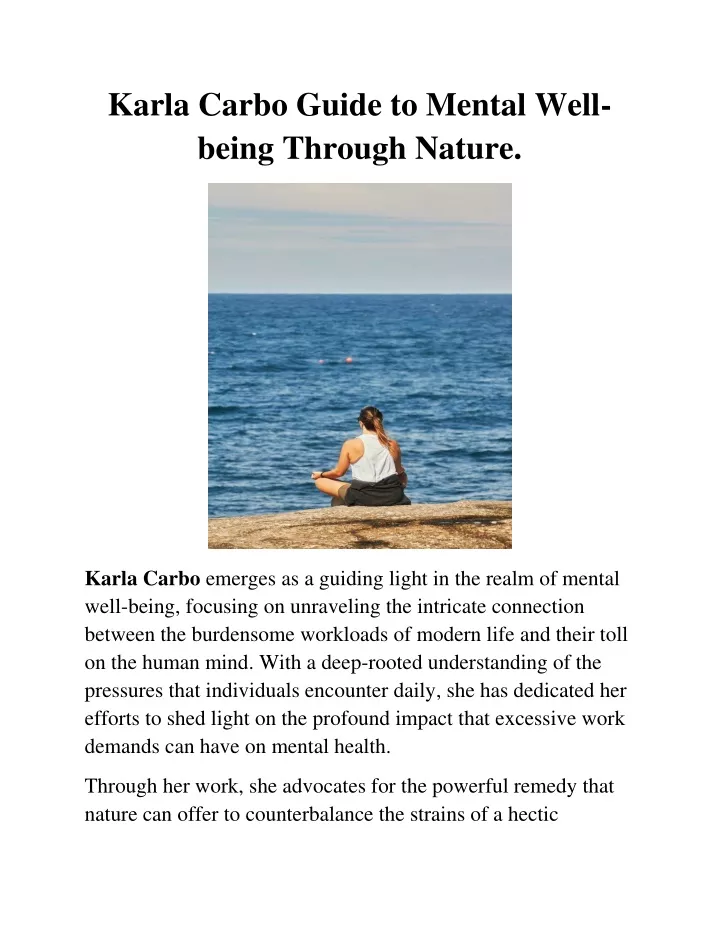 karla carbo guide to mental well being through