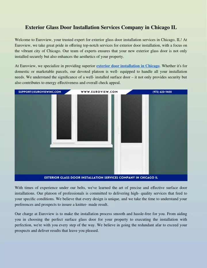 exterior glass door installation services company