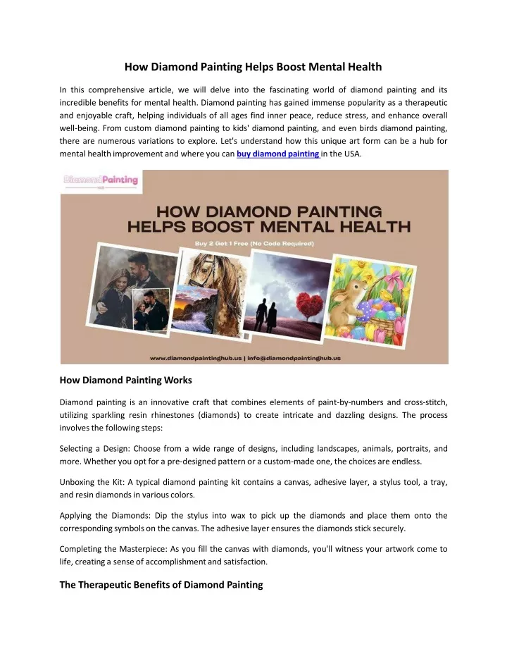 how diamond painting helps boost mental health