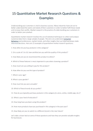 15 quantitative market research questions