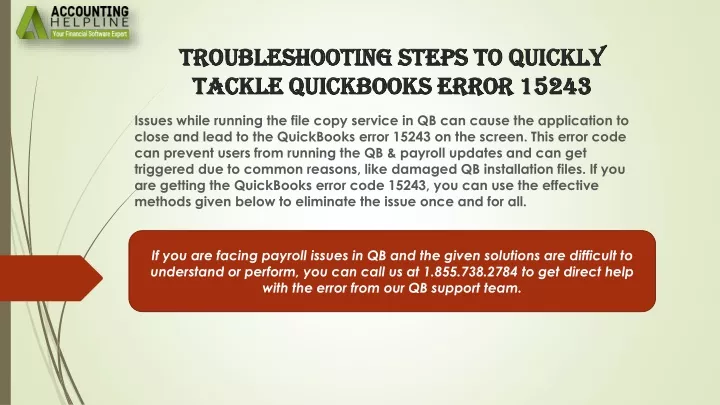 troubleshooting steps to quickly tackle quickbooks error 15243