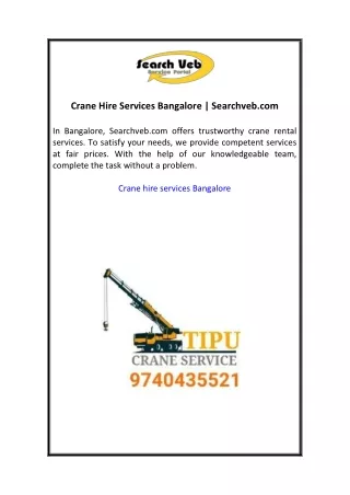 Crane Hire Services Bangalore  Searchveb.com 01