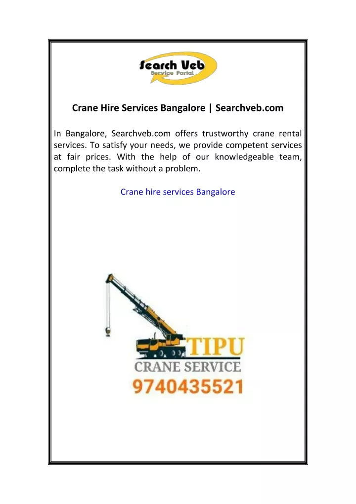 crane hire services bangalore searchveb com