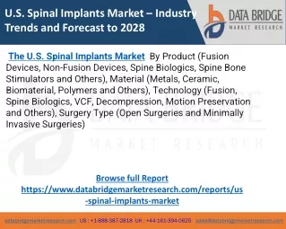 313 U.S. Spinal Implants Market – Industry Trends and Forecast to 2028