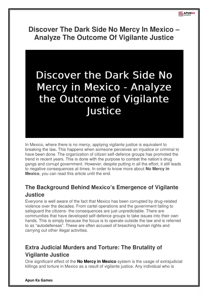 discover the dark side no mercy in mexico analyze