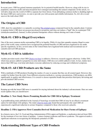 Unveiling the Truth: Debunking Common Myths about CBD