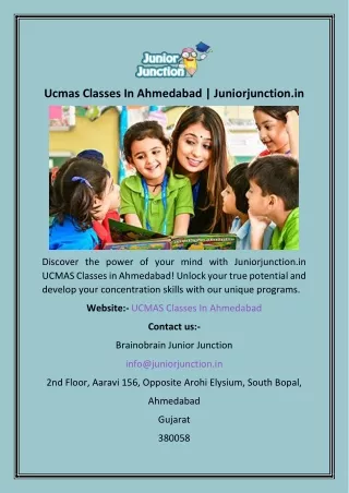Ucmas Classes In Ahmedabad  Juniorjunction.in