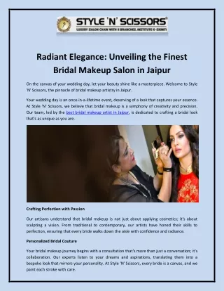 Radiant Elegance Unveiling the Finest Bridal Makeup Salon in Jaipur