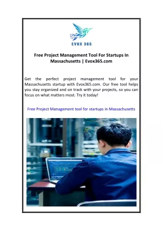 Free Project Management Tool For Startups In Massachusetts  Evox365.com 102