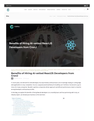 Benefits of Hiring AI-vetted ReactJS Developers from CronJ