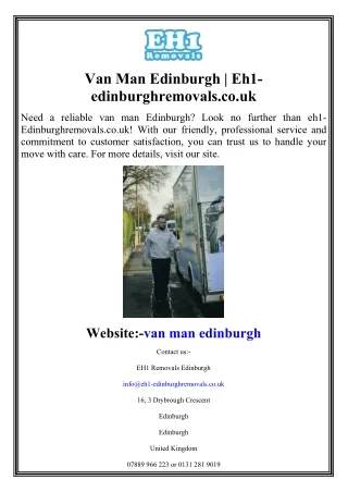 Van Man Edinburgh  Eh1-edinburghremovals.co.uk