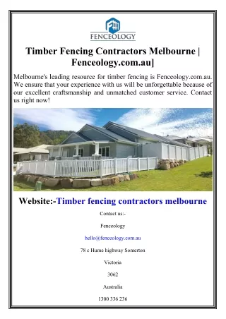 Timber Fencing Contractors Melbourne Fenceology.com.au