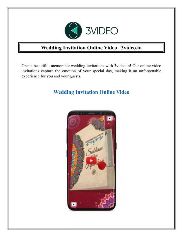 wedding invitation online video 3video in