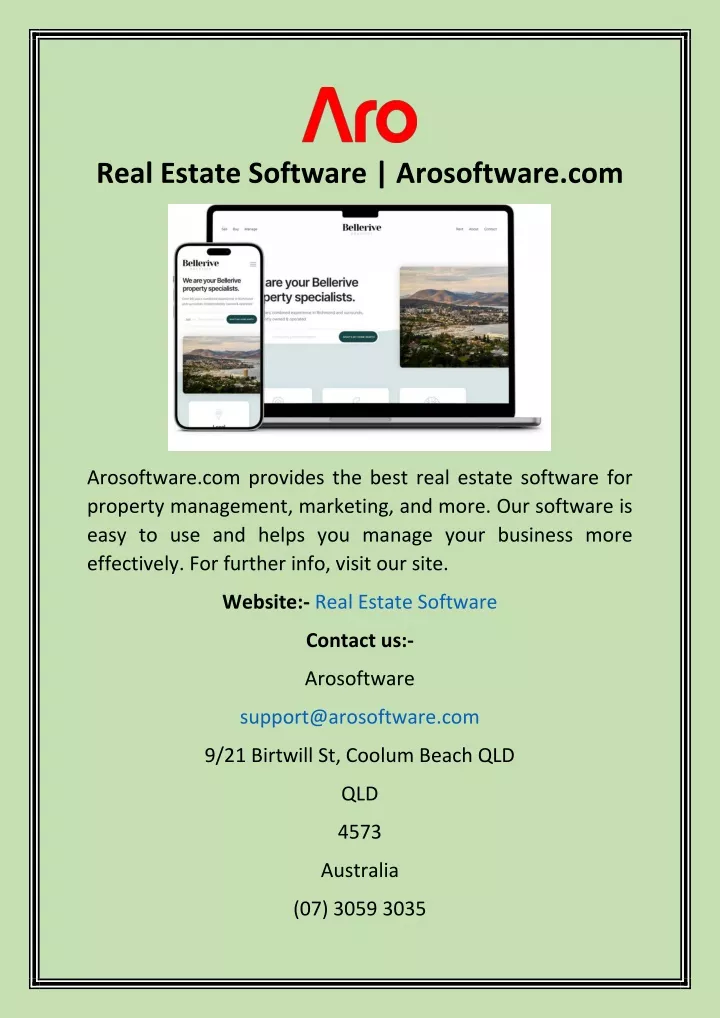 real estate software arosoftware com
