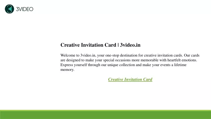 creative invitation card 3video in welcome