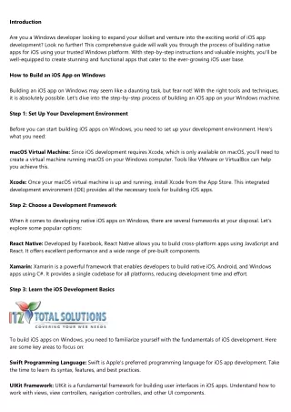Windows Developers, Meet iOS: A Guide to Building Native Apps
