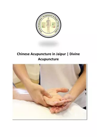 Chinese Acupuncture in Jaipur | Divine Acupuncture