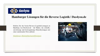 Hamburger Lösungen für die Reverse Logistik  Das4you.de