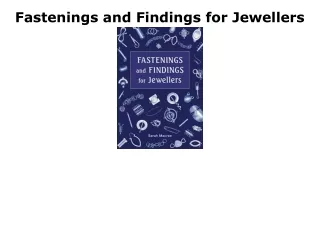 EPUB DOWNLOAD Fastenings and Findings for Jewellers download