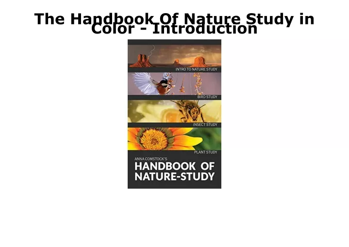 the handbook of nature study in color introduction