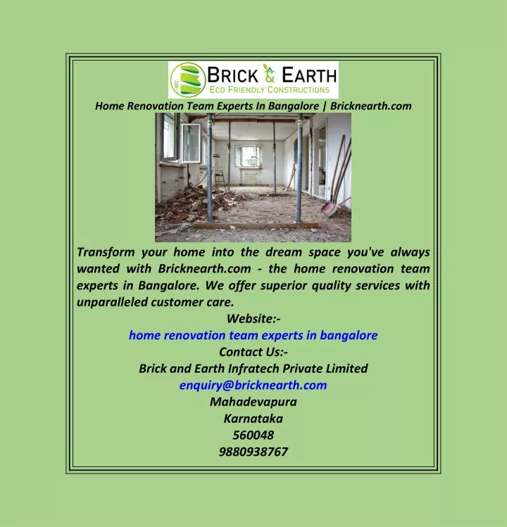 home renovation team experts in bangalore