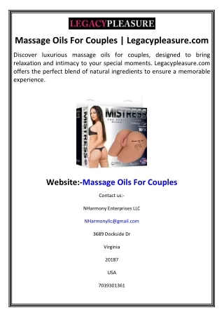 Massage Oils For Couples  Legacypleasure.com