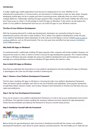 The Power of Cross-Platform Development: Building iOS Apps on Windows
