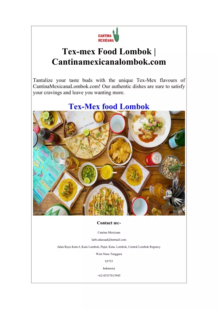 tex mex food lombok cantinamexicanalombok com