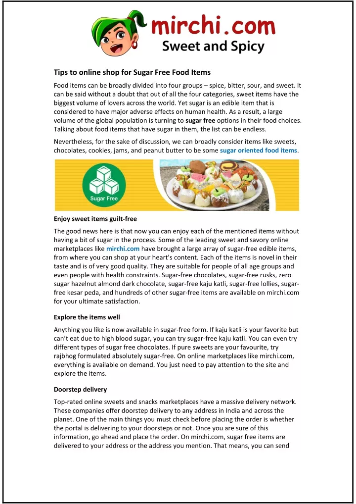 PPT Tips To Online Shop For Sugar Free Food Items PowerPoint 
