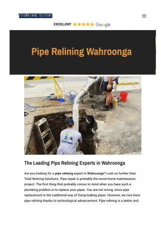 Pipe Relining Wahroonga