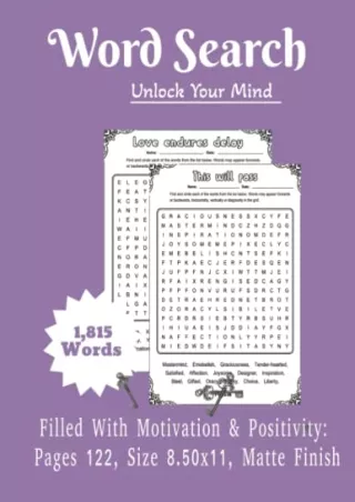 Read ebook [PDF] Word Search: Unlock Your Mind: Challenge Yourself With Motivation And Positivity Word Search:Teens, Gir