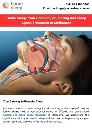 Home Sleep Your  Solution For Snoring And Sleep Apnea Treatment In Melbourne