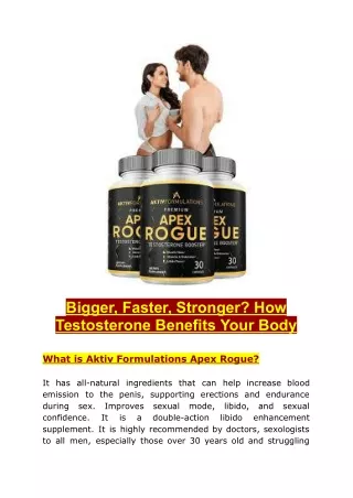Apex Rogue - How Testosterone Benefits Your Body