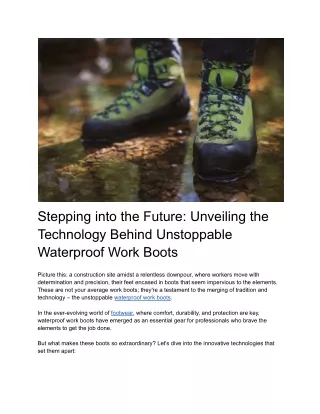 Stepping into the Future_ Unveiling the Technology Behind Unstoppable Waterproof Work Boots