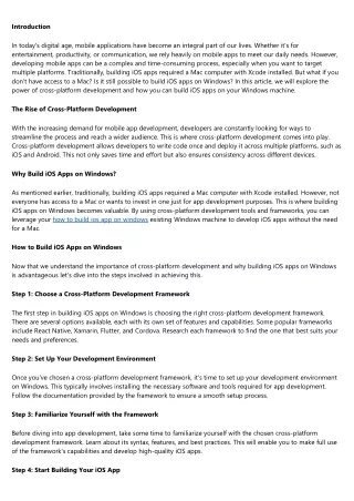 The Power of Cross-Platform Development: Building iOS Apps on Windows