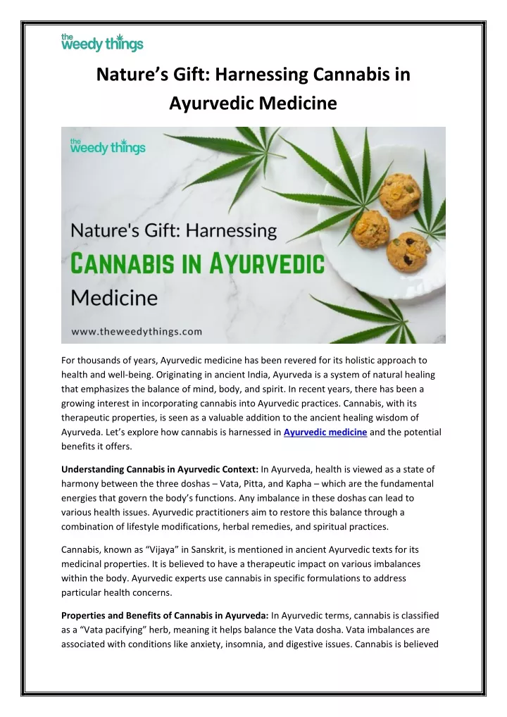 nature s gift harnessing cannabis in ayurvedic