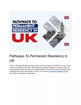 Journey Towards Permanent Residency in the UK