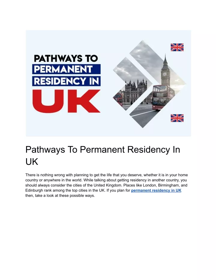 pathways to permanent residency in uk