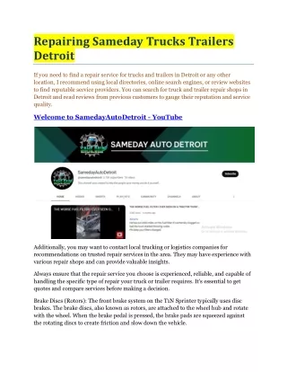 repairing sameday trucks trailers detroit