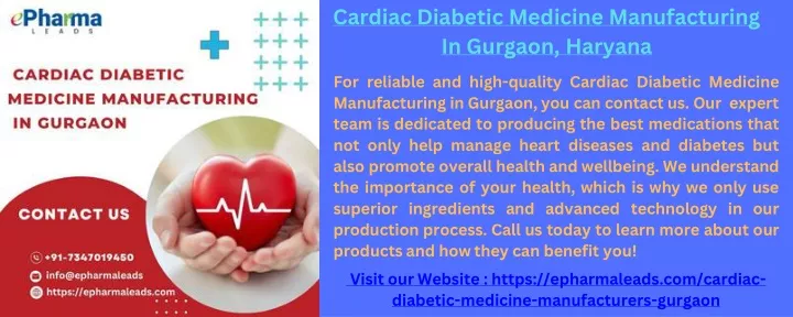 cardiac diabetic medicine manufacturing