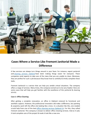 Cases Where a Service Like Fremont Janitorial Made a Difference