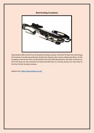 BEST HUNTING CROSSBOWS