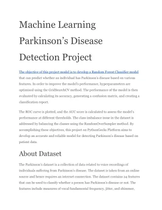 Machine Learning Parkinson’s Disease Detection Project (1)