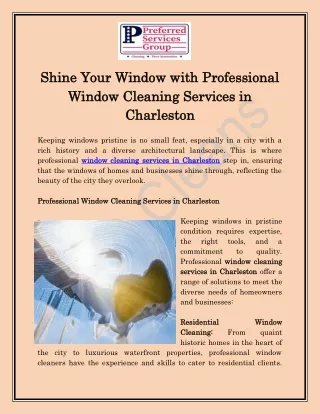 Shine Your Window With Professional Window Cleaning Services in Charleston