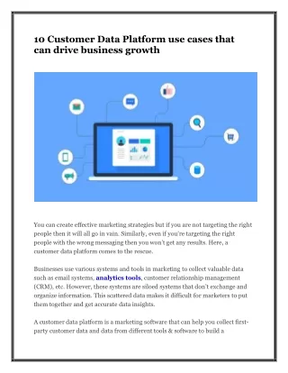 10 Customer Data Platform use cases that can drive business growth