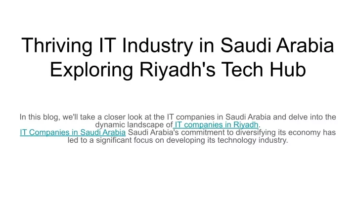 thriving it industry in saudi arabia exploring