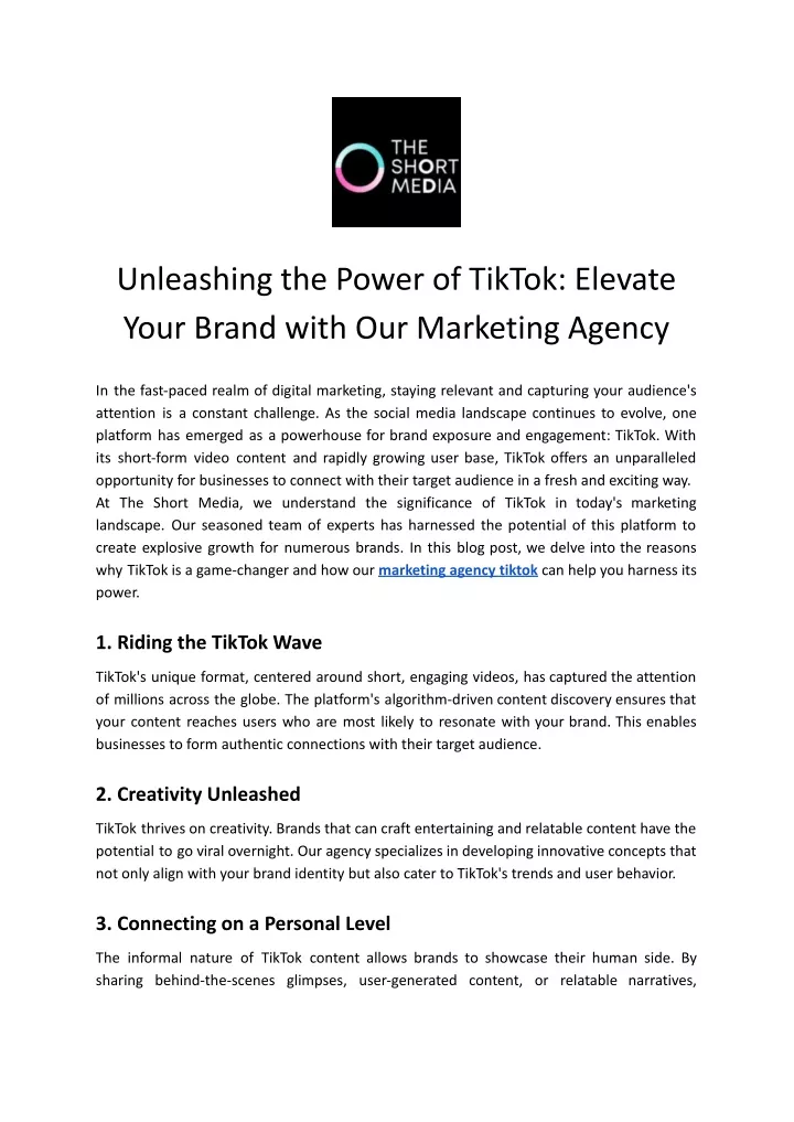unleashing the power of tiktok elevate your brand