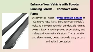 Enhance Your Vehicle with Toyota Running Boards - Comnova Auto Parts