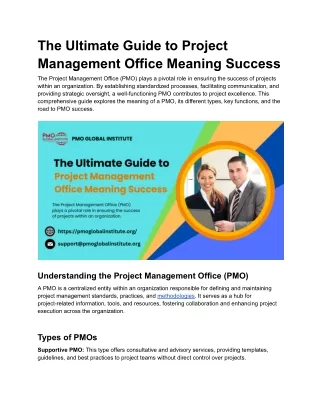 The Ultimate Guide to Project Management Office Meaning Success